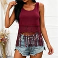 thumbnail image 5 of cocolona Womens Summer Crochet Tank Tops Crew Neck Sleeveless Lace Fringe Hem Shirts Casual Solid Color Flowy Blouses, 5 of 5
