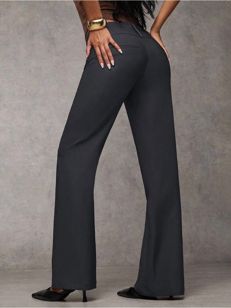 Women's Solid Color Casual Classy Elegant Pants,Pants Office Work ...