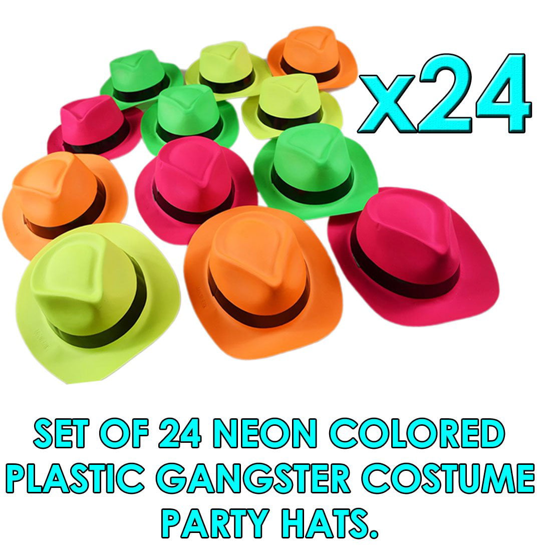 12 Neon Bright Fedora Hats Photo Booth Party Favors Props Adult Children 