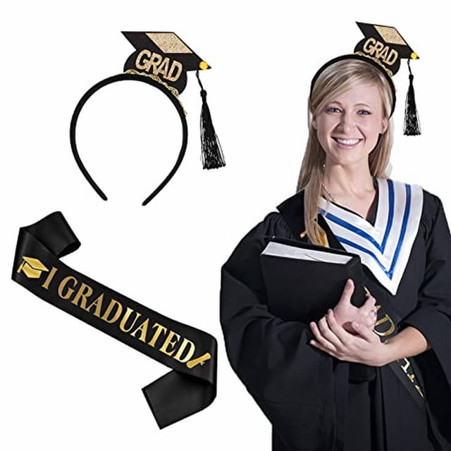 Home Decoration Graduation Season Hot Stamping Shoulder Strap+ Cloth Headband Decoration Set For Graduation