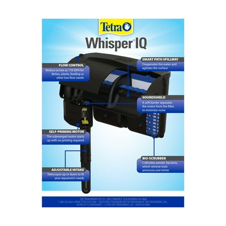 Tetra Whisper IQ Power Filter for Aquariums up to 60 Gallons, 300 GPH, with Stay Clean Technology