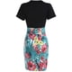 thumbnail image 5 of Vestido Ceñido Al Cuerpo Vestido Con Estampado Floral Vestido de Retazos de Colorvestido de Mujer Cuello Redondo Vestido de Nalgas de Flores de Retazos de Color Odeerbi ODB113736, 5 of 7