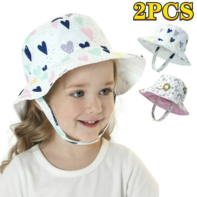 Baby Sun Hat Print Pattern Reversible Kids Boy Girls Hat UPF 50+ Sun Protection Beach Bucket Hat Wide Brim