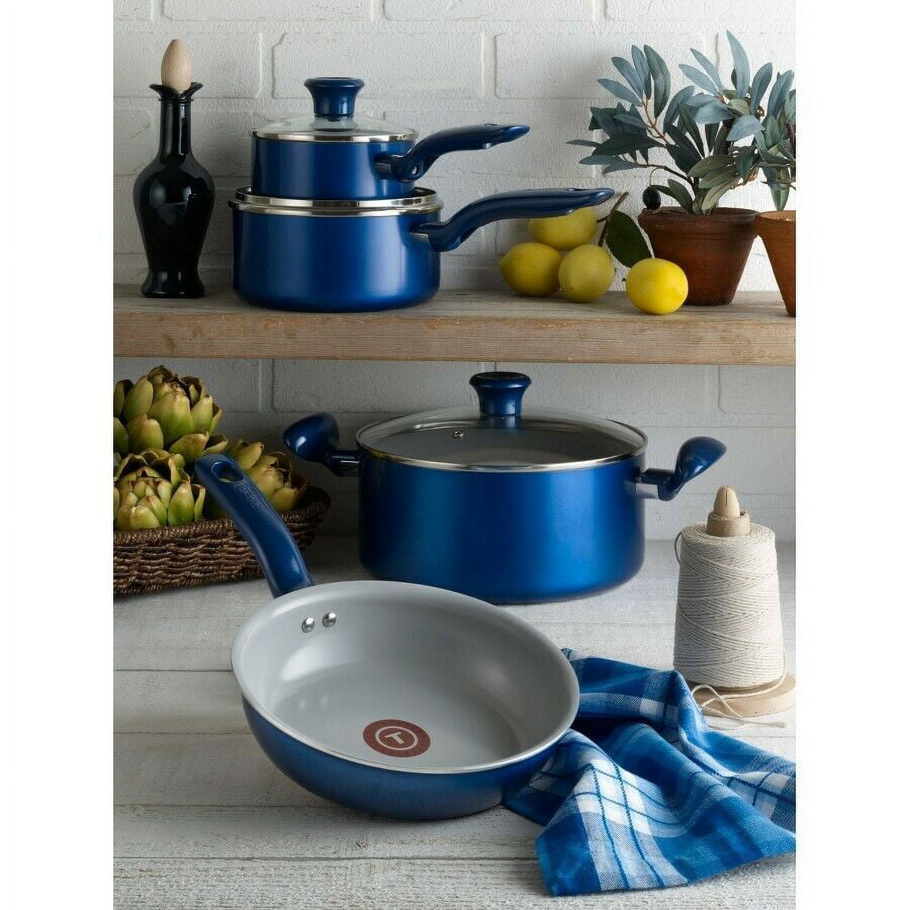 Beautiful 19230 12pc Ceramic Non-Stick Cookware Set, Cornflower Blue