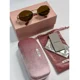 thumbnail image 1 of Miu Miu MU 52Y sunglasses with oval logo, gold frame, tan lenses, with case, 1 of 6