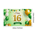 thumbnail image 3 of Green Glittery 16th Birthday Banner with Balloons Stars and Presents Background Backdrop Party Supplies Photography Props Birthday Party Decorations, 3 of 7