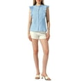 thumbnail image 2 of Allegra K Women's Summer Ruffle Blouse Round Neck Button Up Casual Sleeveless Shirt, 2 of 5