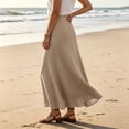 thumbnail image 7 of MOONDU Women's Maxi Skirt Cotton Linen Elastic Waist Flowy A-Line Solid Color Long Skirt with Pockets Casual Summer Beach Skirt, 7 of 7