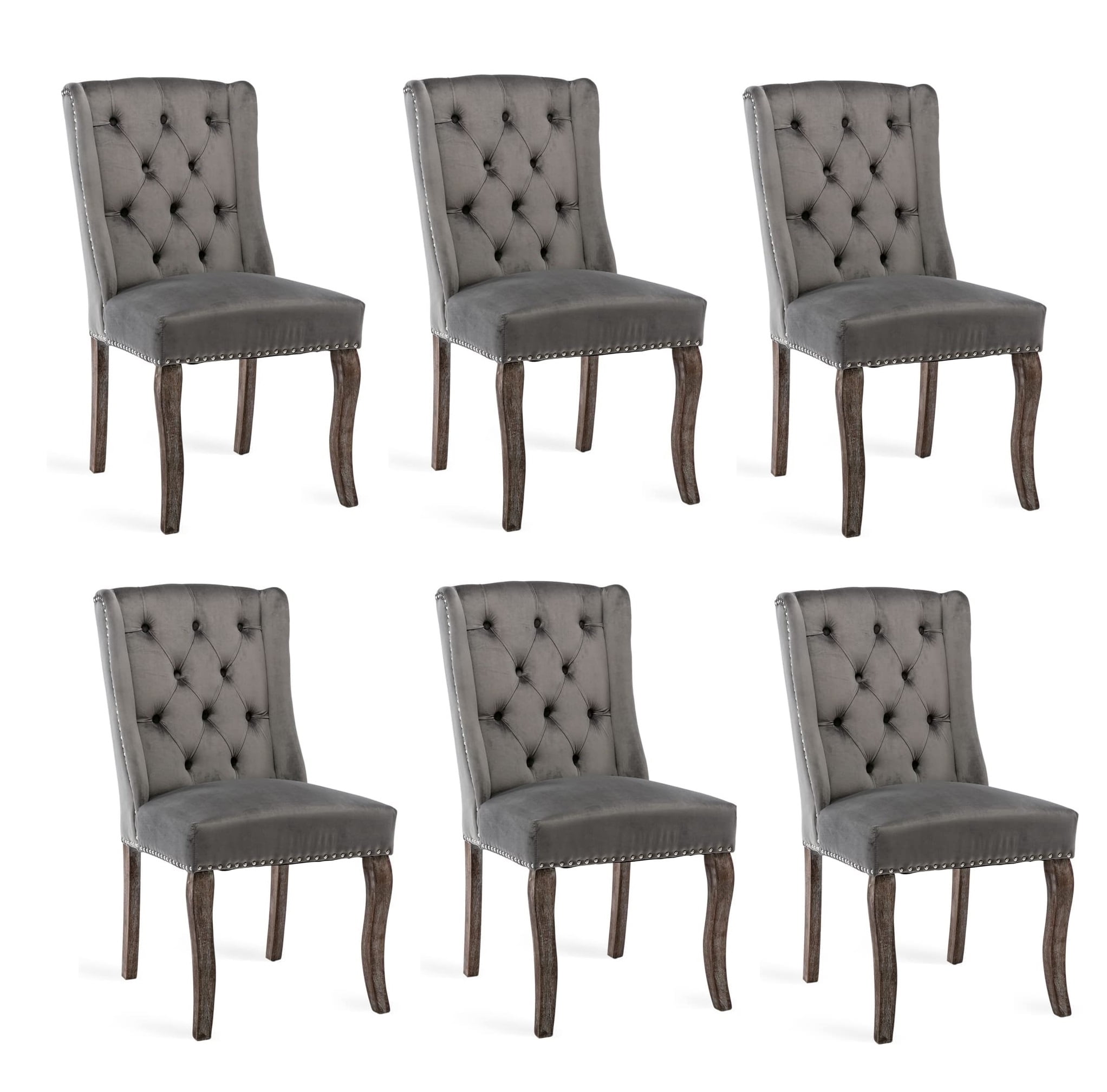Luxury Velvet Dining Chairs Wingback Tufted Accent Chair with High