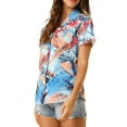 thumbnail image 5 of INSPIRE CHIC Women's Shirts Hawaiian Short Sleeve Tropical Floral Button Down Tops XL Light Blue, 5 of 8
