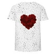 thumbnail image 4 of Guzom Valentine's DayWomens Casual T-Shirt White, Heart Rose Bouquet & Polka Dot Print, Short Sleeve Crew Neck, Stretch Soft, S-XXXL,Size M, 4 of 5