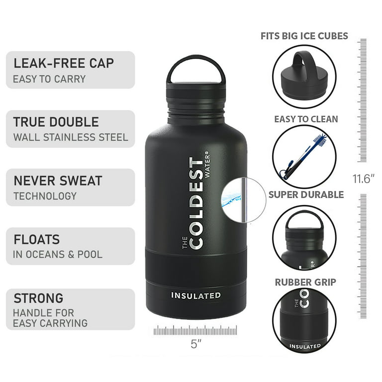 Hot and Cold Stainless Thermos Bottle with Black handle 64 oz, Triple Wall  Vacuum Insulated Stainless Steel