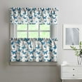 thumbnail image 2 of 3 PCS Butterfly Floral Kitchen Curtains Set - Semi-Sheer Tier & Valance for Farmhouse, Caf - Rod Pocket Window Treatment Panels (54x18 + 2x27.5x24 Inch), 2 of 4