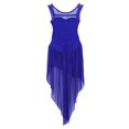 thumbnail image 4 of LiiYii Girls Lyrical Dance Dress Sleeveless High-Low Hem Tulle Skirt Leotard for Ballet Modern Blue 14, 4 of 7
