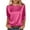 AB498 Hot Pink, variant on Tisuna Women'S Silk T-Shirts Solid Color 3/4 Sleeve Crew Neck Shirt Classic Fit Casual Fashion Ladies Business Party Summer Outfits Size L