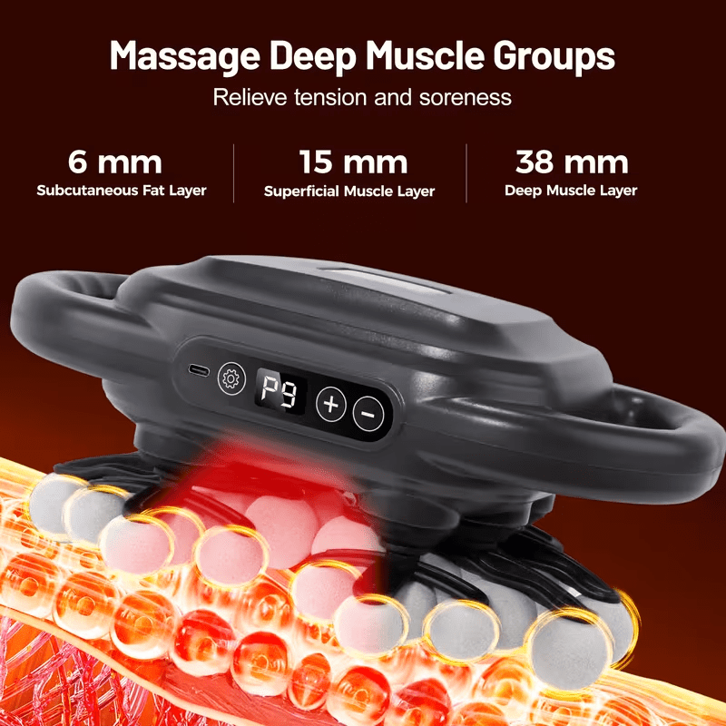 32-Head Deep Tissue Massage Gun with 9 Speeds Intensity adjustment, Handheld Electric Percussion Massager Quiet Rechargeable for Back Neck Muscle Pain Relief