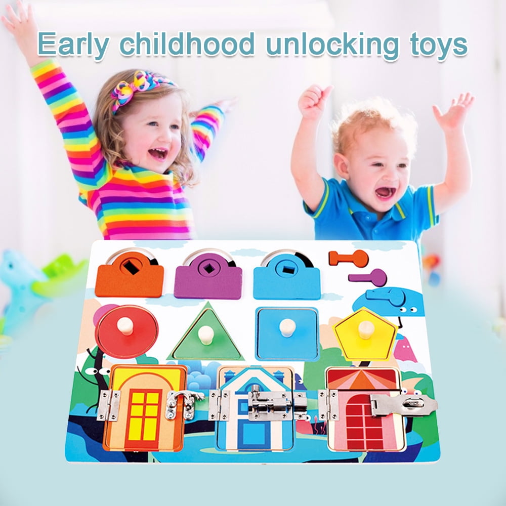 Wooden Latches Activity Board Problem-Solving Play Kids Educational Activity Toy 