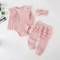 thumbnail image 2 of LAPAKIDS Newborn Baby Girls Outfits Ribbed Clothes for Infant Girl Ruffle Top + Pants + Headband 3-6 Months, 2 of 6