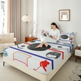 thumbnail image 4 of Manfei Cartoon Hockey Queen Sheet Sets 4 Pieces, Ice Hockey Rink Helmet Flat Sheet, Sport Queen Fitted Sheet, Microfiber Bedroom Decor, 4 of 7