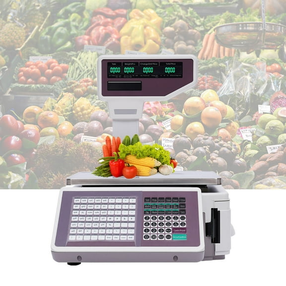 MONIPA Commercial Scales Food Price Computing Digital Scales w/Dual Label Printer 110V
