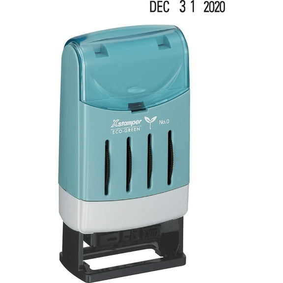 Xstamper Small Type Line Daters Stamp - Message/Date Stamp - "FAXED, PAID, RECEIVED" - 0.87" Impression Width x 0.12" Impression Length - Black - Recycled - 1 Each | Bundle of 5