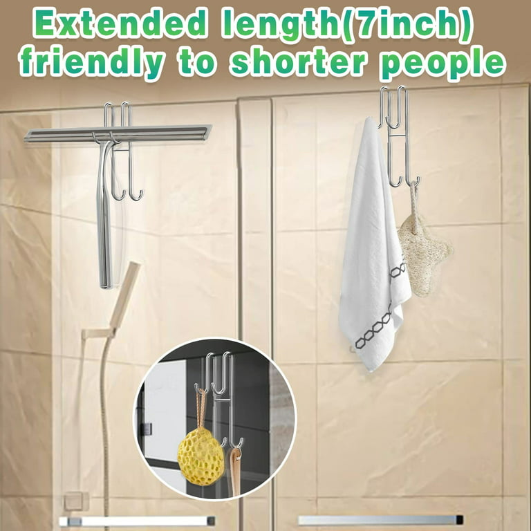 Linkidea 2 Pack Over Shower Door Towel Hook, Double Side Bathroom Towel  Hooks with Non-Slip Sponge Pad, Shower Hook for Frameless Glass Doors,  Silver