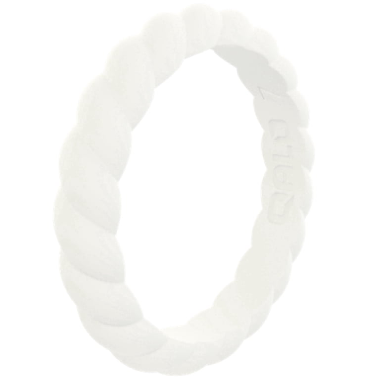 QALO Women's Stackable Silicone Ring White Twist, Size 8 photo 1
