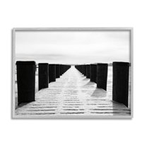 Stupell Industries Winter Dock Snowy Beach Photograph Gray Framed Art Print Wall Art, Design by Aledanda