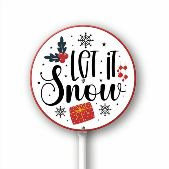 Eveokoki Christmas Decorations Outdoor Yard Sign Let It Snow Aluminum Signs with Stakes for Winter Holiday Outside Yard Pathway Lawn Decor Supplies 9.2Inch