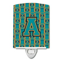 Letter A Football Aqua Orange and Marine Blue Ceramic Night Light