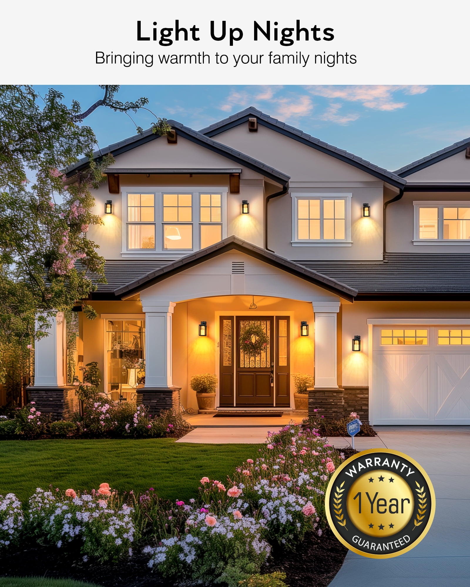 VIANIS Porch Lights Outdoor Dusk to Dawn, Black Outside Light Fixtures for House, Exterior Lighting Wall Mount for Garage Modern Outdoor Wall Sconce Lantern for Coach with Crystal Bubble Glass