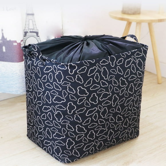 wamans Ornament Storage Dirty Clothes Basket Organizer, 100L Large Storage Bag, Tethered Handle Foldable Dirty Clothes Bucket Suitable for Home College Dorms, Closet Storage Black