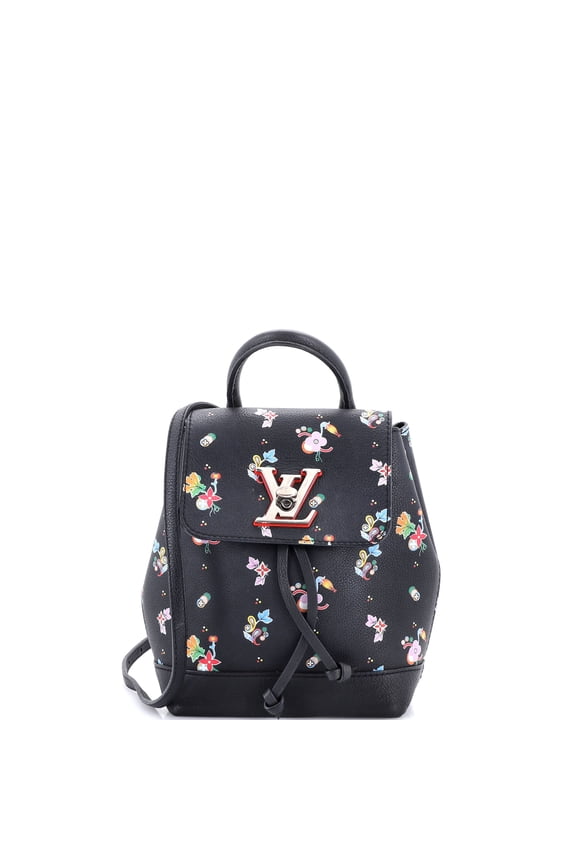 Pre-Owned Lockme Backpack Floral Printed Leather Mini By Rebag