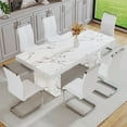 thumbnail image 5 of 79" Modern Marble Dining Room Table Sets for 6,7 Piece Kitchen Dining Table and Chairs Set- Gather in Style and Comfort, 5 of 10