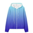 thumbnail image 5 of Full-zip Hoodie jackets for Women with Pocket Long Sleeve Cotton Fleece Mid Weight Zipper Hooded Sweatshirt Coat (M, Blue|Gradient), 5 of 5