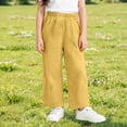 thumbnail image 6 of Krdevn Kids' Solid Color Cotton Gauze Pants, Elastic Waist Loose Wide Leg Summer Pants,Yellow, 6 of 6