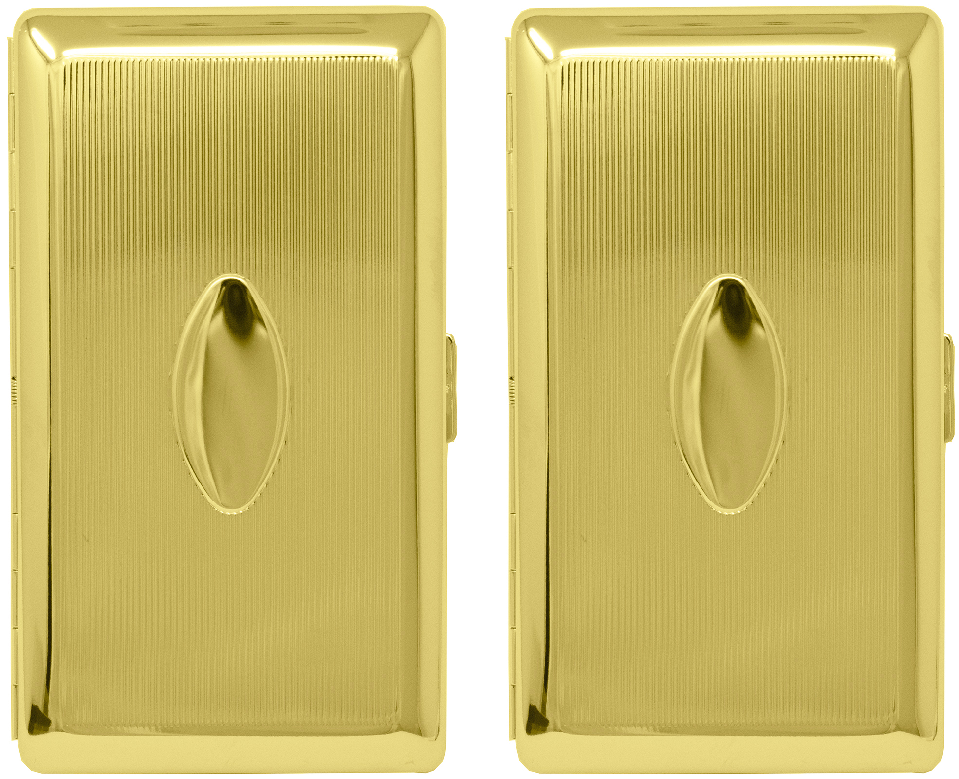 Set of 2 Metal-Plated 120s Cigarette Case & Stash Box (Gold Oval)