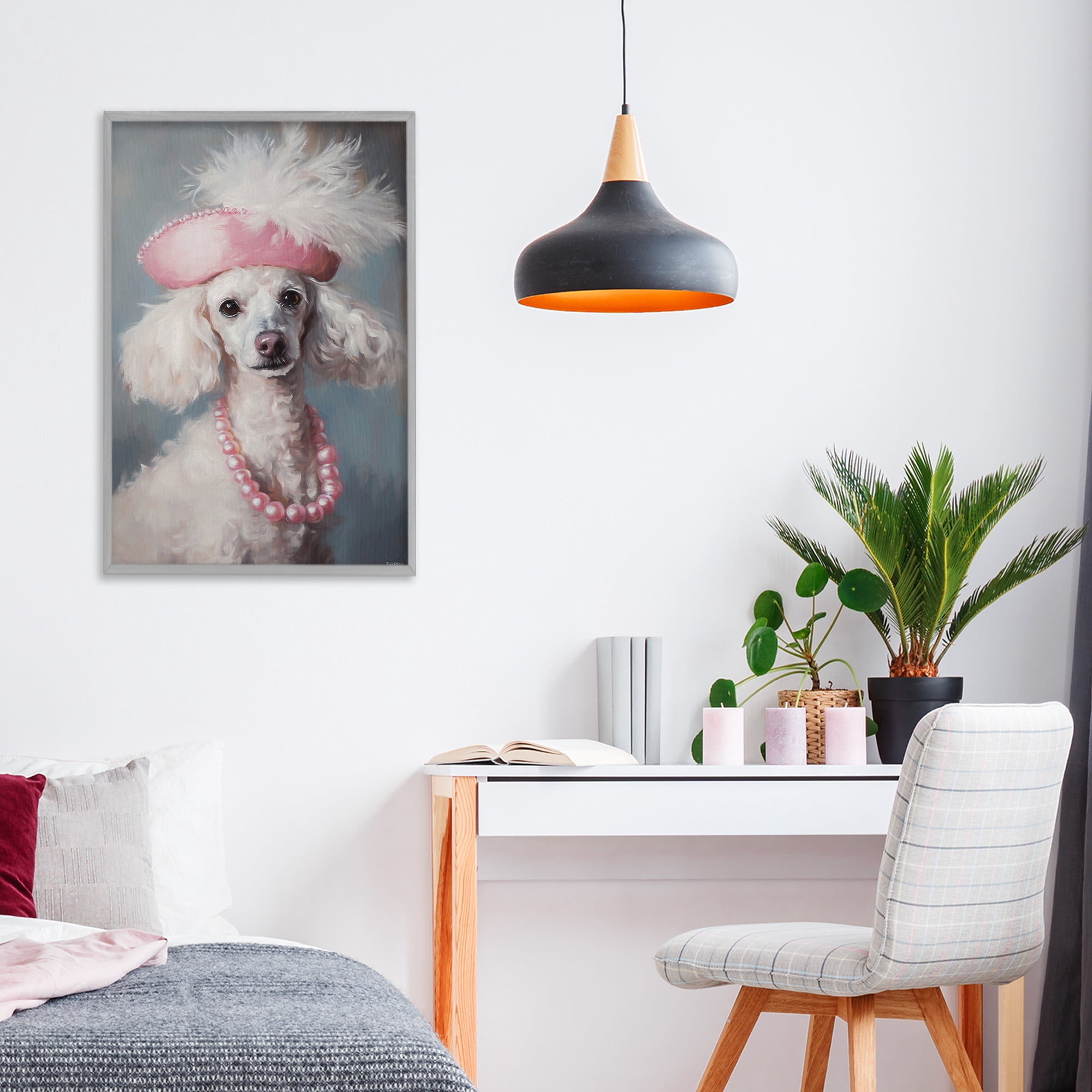 Stupell Industries Beautiful Collette Pup Gray Framed Giclee Art, design by Tina LeCour