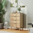 thumbnail image 2 of HOMCOM Chest of Drawers, 4 Drawer Dresser with Fluted Panels, Oak, 2 of 10