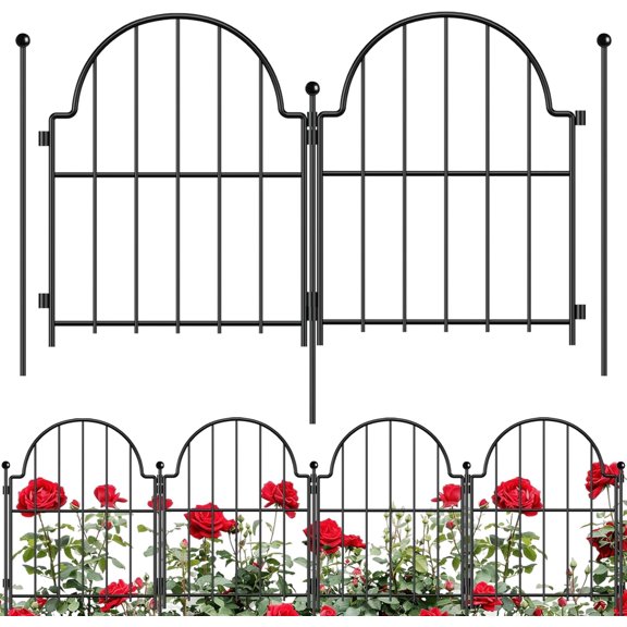 10Pcs Decorative Garden Fence, Rustproof Metal No Dig Garden Fencing Border, Total 22 in(H) x 10.83 ft(L) Outdoor Animal Barrier,Arched