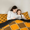 thumbnail image 5 of jejeloiu Orange Geometric Plaid Bedding Comforter Set,Modern Minimalist Geometric Twin Comforter Sets,Black Checkerboard Grid Bedding Set For Teens,Ultra Soft Home Decor Reversible,2pcs, 5 of 8