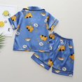 thumbnail image 5 of Fesfesfes Baby Summer PJS Set Casual Toddler Satin Loungwear Cute Home-wear Short Sleeve Sleepwear Sets Boys Pajamas Sets, 5 of 9