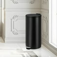 thumbnail image 2 of 30 L/8 Gallon Stainless Steel Round Trash Can,Kitchen Trash Bin with Soft Close Lid and Foot Pedal,Removable Inner Bucket for Bathroom, Living Room，Black, 2 of 8