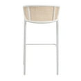 thumbnail image 4 of LeisureMod Ervilla Mid-Century Modern Wicker Bar Stool with Fabric Seat and White Powder Coated Steel Frame for Kitchen and Dining Room, 4 of 12