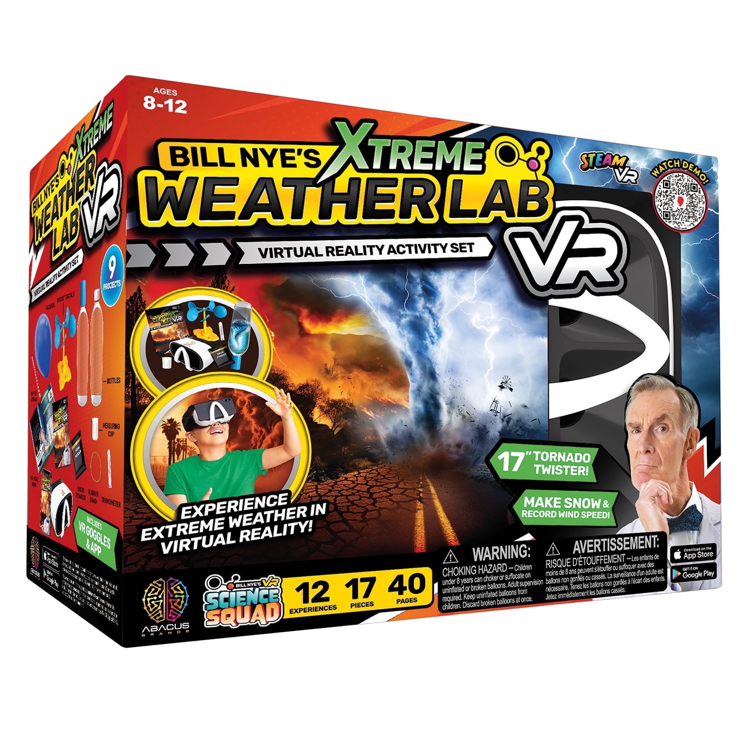 Bill Nye's Xtreme Weather Lab, Science STEM Kit for Kids Ages 8 to 12 with VR Goggles - Educational STEM Toy