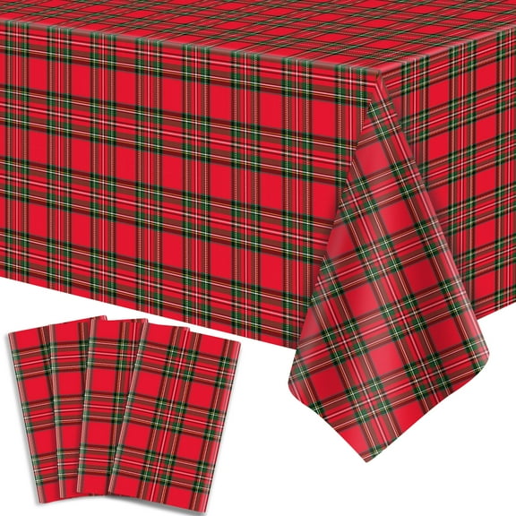 4 Pack Xmas Tablecloth Christmas Plaid Table Cloth Red and Green Checkered Table Covers Xmas Buffalo Plaid Tablecloth Party Decorations for Winter Holiday New Year Party Supply 51 x 86 IN