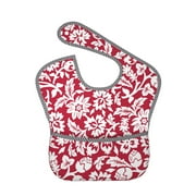 Bingfone Mess-Proof Baby Bib - Waterproof Bib For Baby Boy Or Girl With Food Catcher Pocket, Unisex-Red Flowers