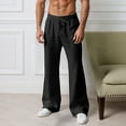 thumbnail image 2 of Men Sweatpants Solid Color Wide Leg Flare Pants Relaxed Fit Straight Leg Spring Fall Lightweight Resort Trousers Black L, 2 of 5