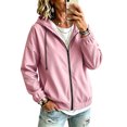 thumbnail image 2 of Coat With Pockets Ideal for Camping Fashion Women Solid Rain Jacket Outdoor Hooded Windproof With Pocket Coat Pink Xxl, 2 of 9