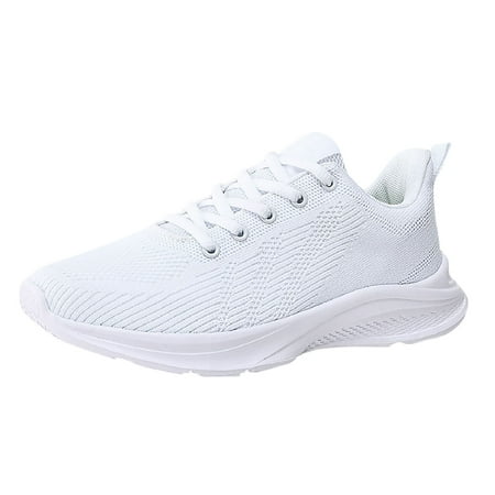 

ZHAGHMIN Womens Comfort Running Shoes Breathable Mesh Lace-Up Sneakers Non-Slip Sports Shoes Plus Size Soft Sole Casual Walking Shoes White Size8